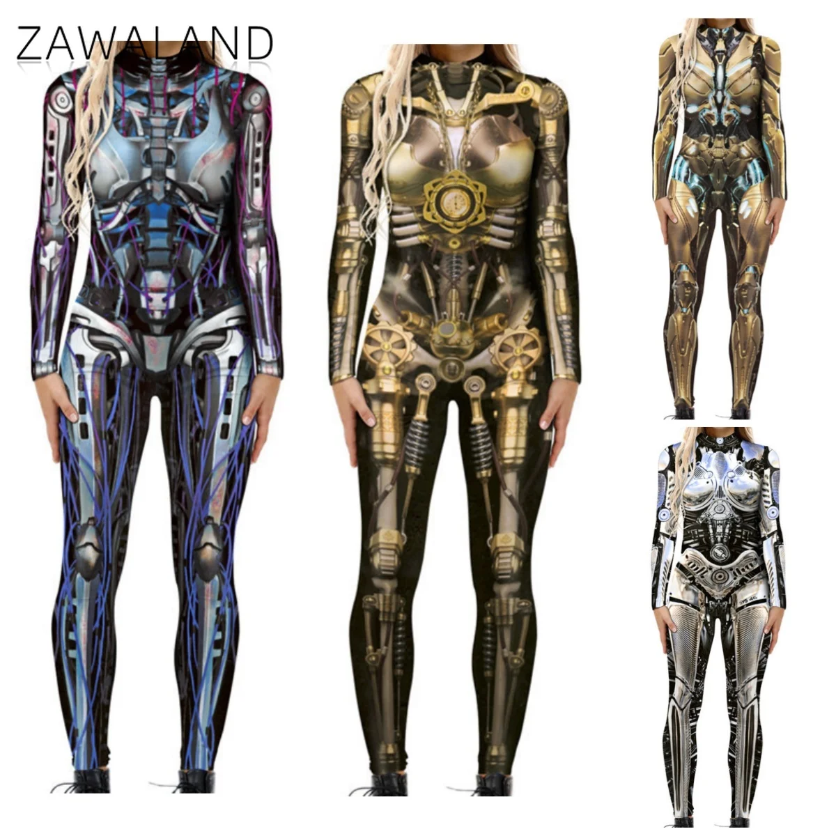 

Biomimetic Robot Pattern Cosplay Costume Long Sleeve Bodysuit Mother Daughter Matching Set Carnival Stage Performance Jumpsuit