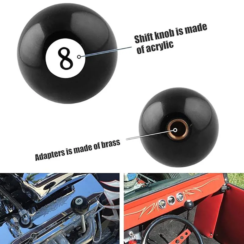 Shift Knob Black 8 Ball Billiard Acrylic Gear Shift Lever Shift Knob/Universal Fit Compatible Manual Car Transmission Accessory view 5