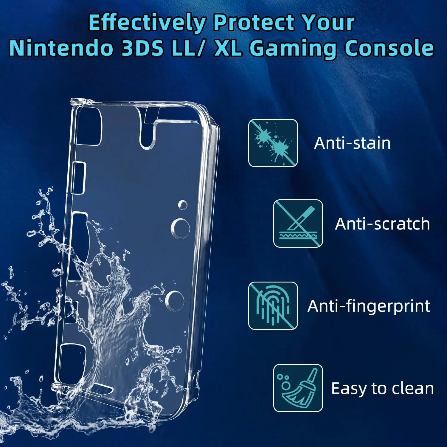 TNP Case for New Model 3DS XL LL 2015 Ultra Clear Crystal Clear Hard Shell Case Shell [New Improved Hingeless Design]