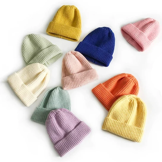 

Autumn Winter Infant Turban Knit Hats Boys Girls Korean Ins Solid Knitted Bonent Baby India Beanies Caps Kids Elastic Headwraps