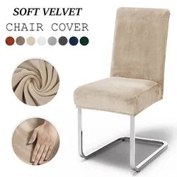 2024 Soft Velvet Chair Covers Thick Solid Color Chair Seat Cover Stretch Dining Room Chair Slipcover Office Banquet Restaurant