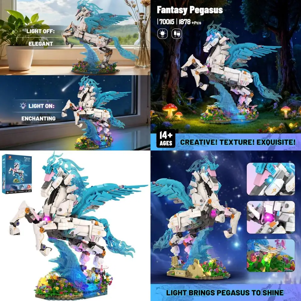 مجموعة فنية خيالية على شكل حيوانات مع ضوء، مجموعة بناء متقدمة للبالغين/النساء، هدية مثالية لعيد الميلاد وأعياد الميلاد وديكور المنزل -