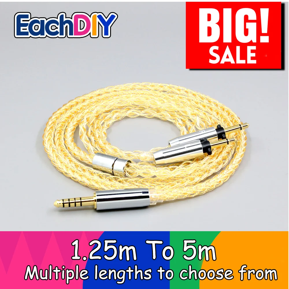 

8 Core 99% 7n Pure Silver 24k Gold Plate Earphone Cable For Final Audio SONOROUS IV VI VIII X D8000 Design Pando Hope LN009001