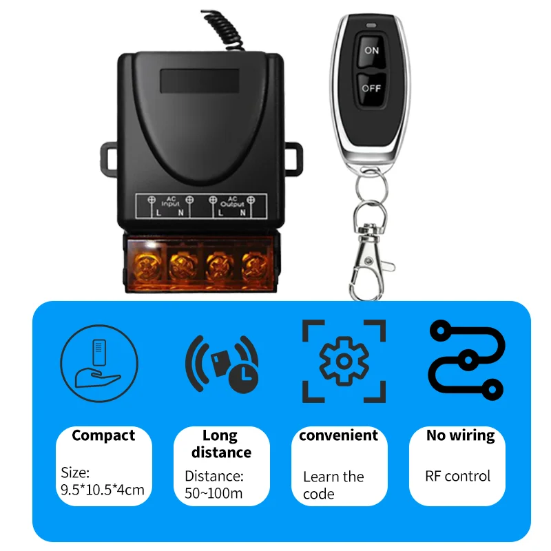 433 ميجا هرتز لاسلكي للتحكم عن بعد التبديل RF التتابع استقبال التيار المتناوب 220 فولت 30A 1CH + تشغيل/إيقاف الارسال لمصباح الأجهزة الكهربائية
