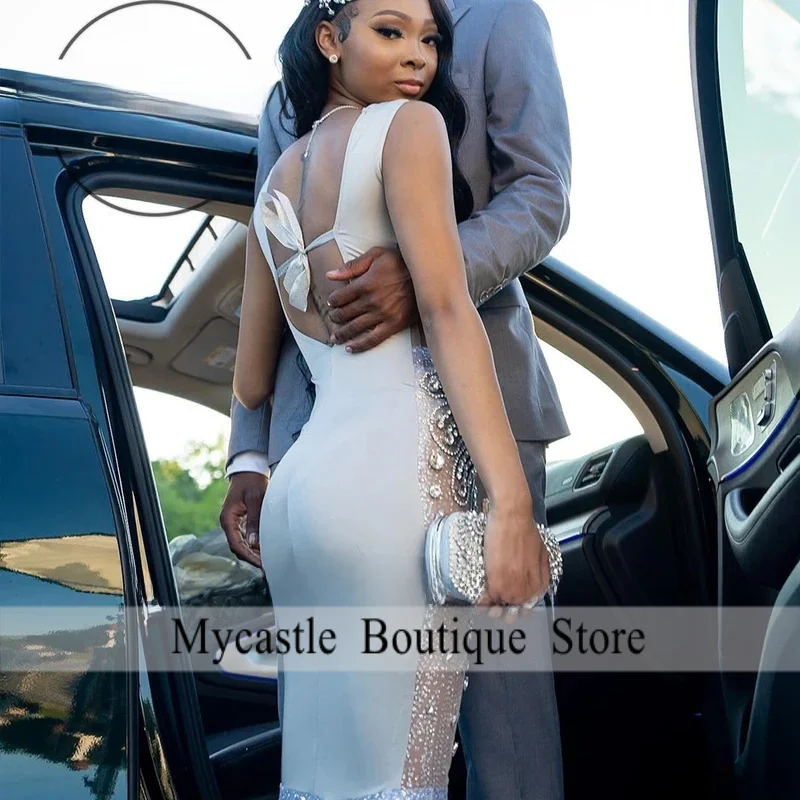 Sparkly Diamond Prom Dresses 2026 Diamond Illusion Evening Party Gowns Customized Sleeveless Mermaid Serene Hill Dress
