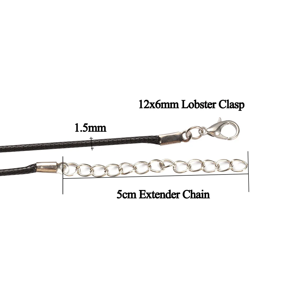 10pcs 45cm+5cm Lobster Clasp Leather String Cord Adjustable Braided Rope for Necklace Jewelry Making DIY Accessories