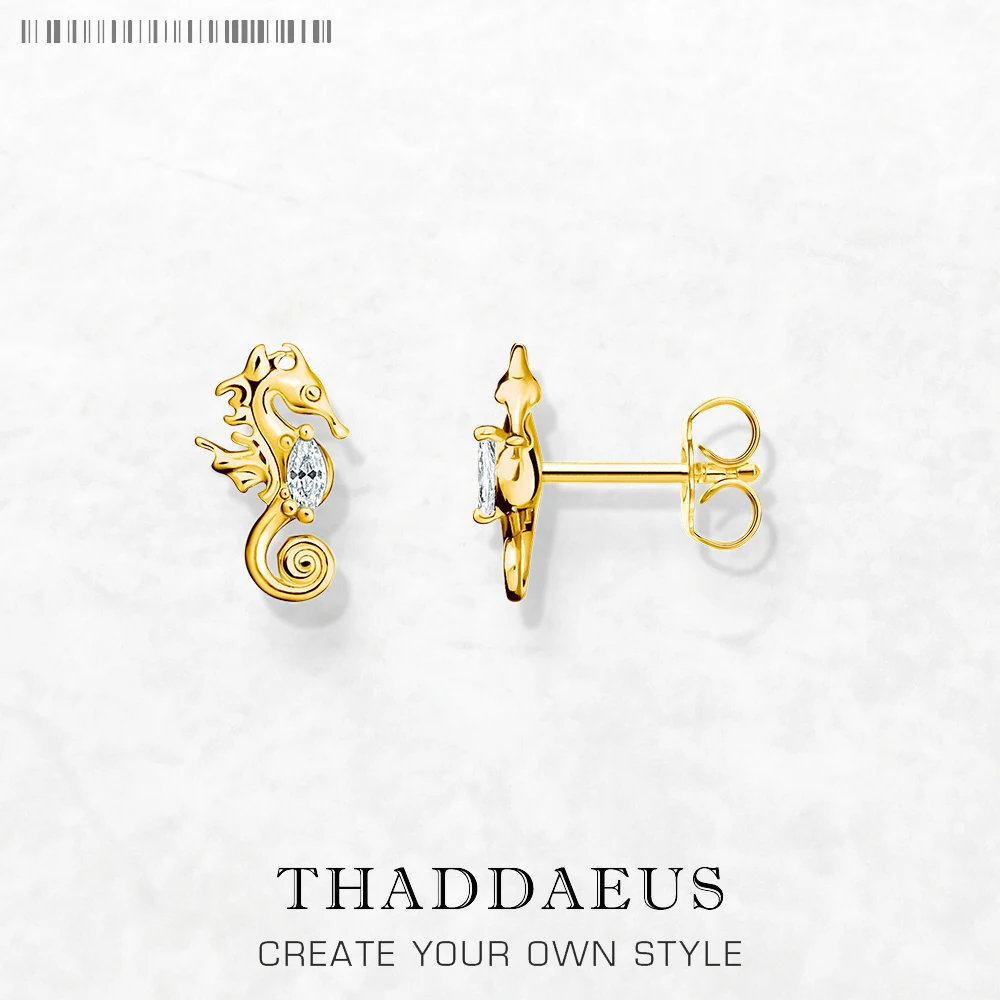

Ear Stud Seahorse Fine Jewerly For Women Trendy Romantic Gift In 925 Sterling Silver