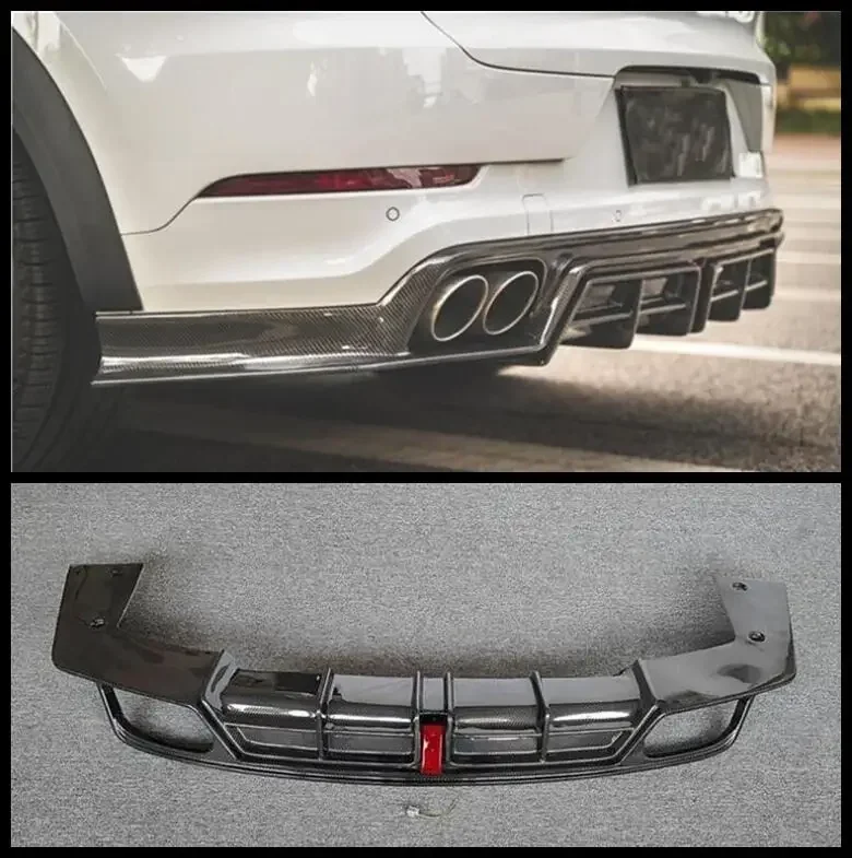 Real Carbon Fiber Rear Bumper Lip Trunk Diffuser Side Spoilers Splitters Apron For Porsche Cayenne Coupe / SUV  2018-2023