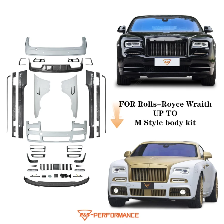 Dry Carbon Fiber M Style Car Front Rear Bumper Grilles Side Fenders Side Skirts Body Kit for Rolls Royce Wraith Modified Car Kit