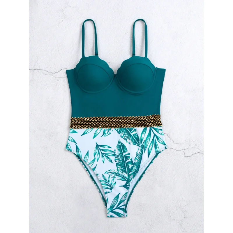 New Hot-Selling Women's Swimsuit Pure Desire One-Piece Sexy High-End Solid Color Conservative Bikini