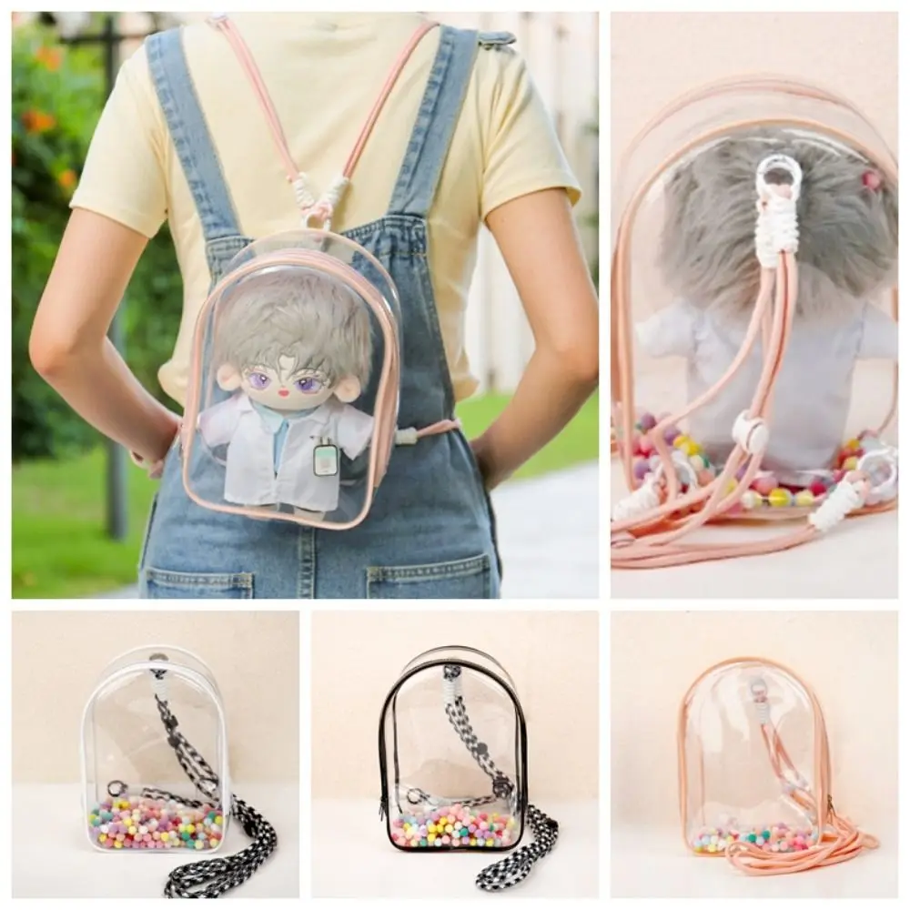 Multicolor Clear Outdoor Doll Bag Transparent Backpack Lanyard Doll Thicken Storage Pouch Thicken PVC Outdoor Doll Display Bag