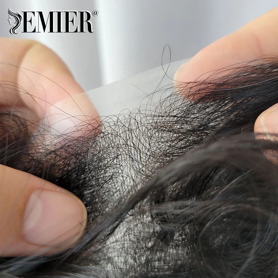 Parrucca a testa intera 6 "parrucche corte parrucca PolySkin completamente sottile sostituzione dei capelli umani indiani al 100% per uomo parrucche toupee naturali a media densità