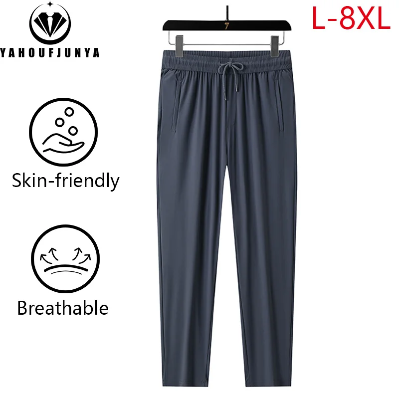 

Summer Men Joggers Fitness Quick Dry Sweatpants Men Breathable Lightweight Tie Feet Elasticity Trousers Pants Male Plus Size 8XL