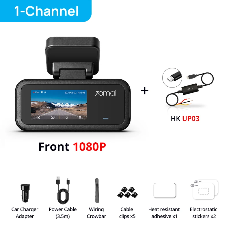70mai A210 1080P Dash Cam with GPS Wi-Fi6