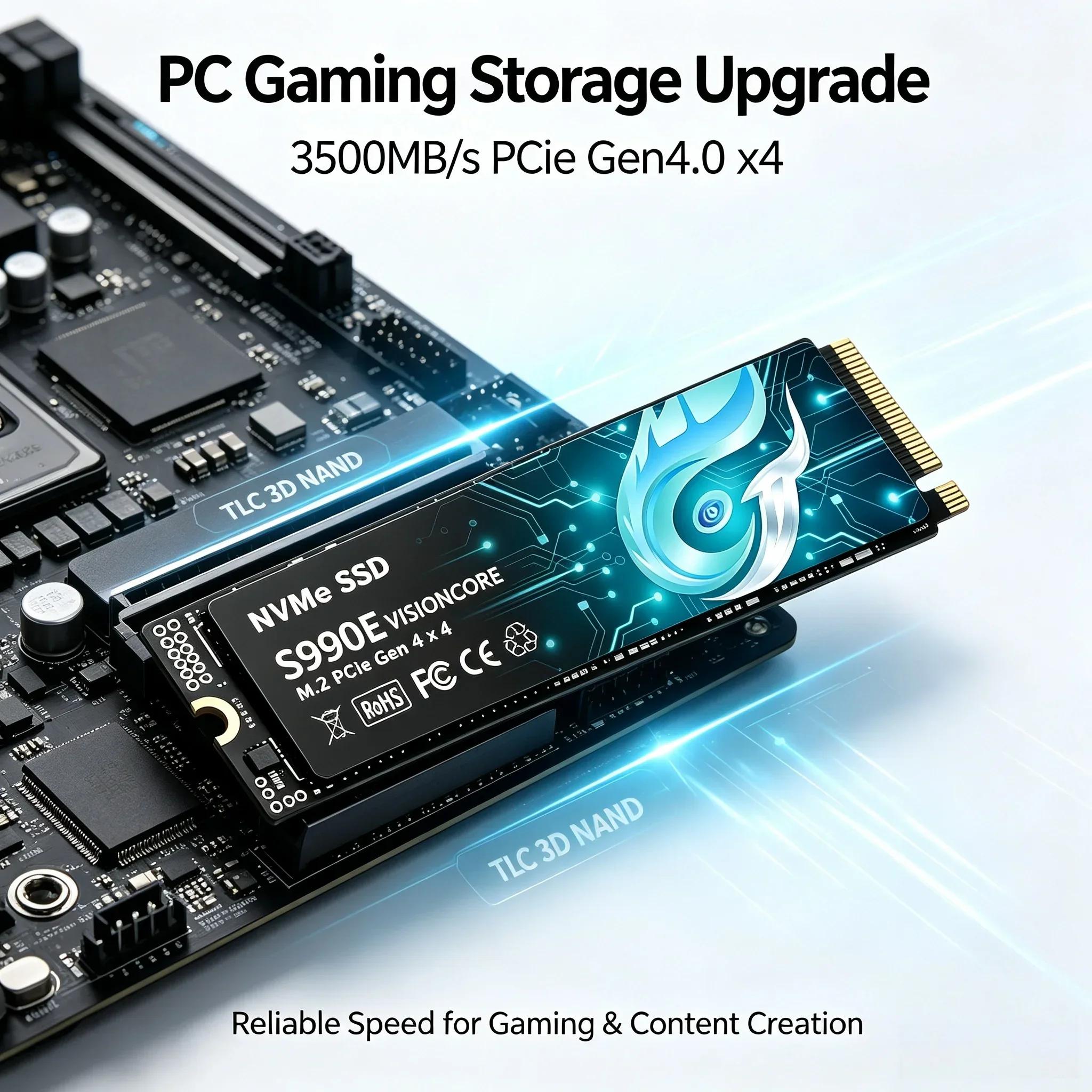 S990E 2TB 4TB SSD M.2 NVMe Internal Solid State Drive High Speed 3500MB/s PCIe 4.0 Gaming Drive Works for  Laptop PC Hard Disk