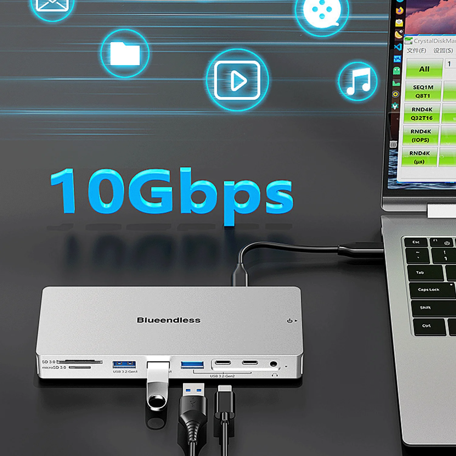 

BLUEENDLESS 14 In 1 Docking Station Multi-Function 4K 60Hz HD Resolution USB 3.2 Transfer 10GBPS Docking Station