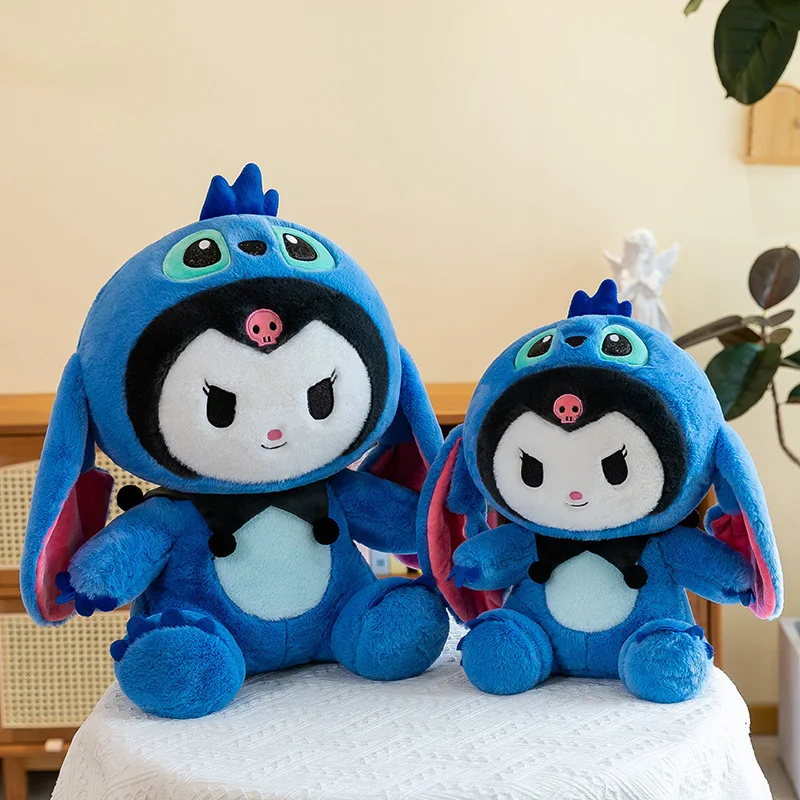 

2024 New Transformed Kuromi Stitch Plush Toy Little Devil Cartoon Doll Cloth Doll Children's Stuffed Animal Birthday Gift