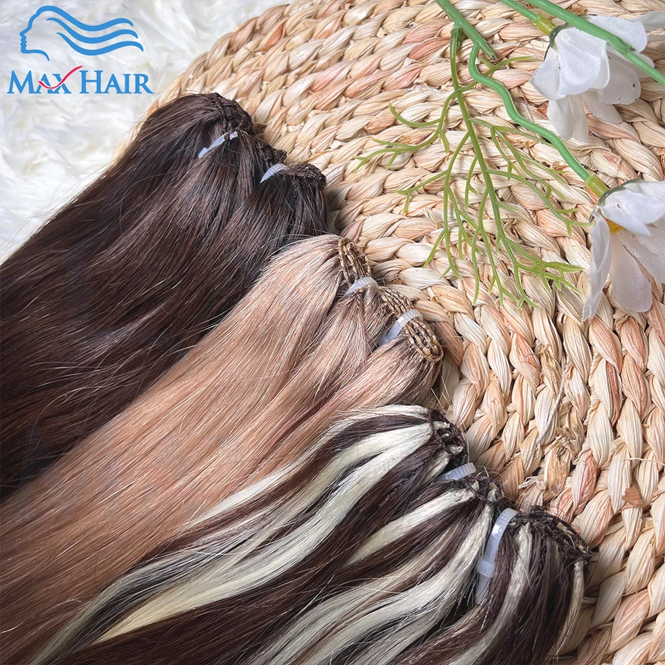 Feather human hair weft 16A full extensions 100% Real Natural customize Hair Comfortable Invisible Black Brown Blonde for salon