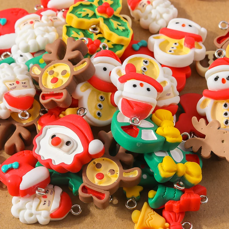 Picture 6: 10Pcs Cartoon Christmas Charms Snowman Santa Claus Deer Pendants for Making Earrings Necklace DIY X'mas Gift Jewelry Accessories