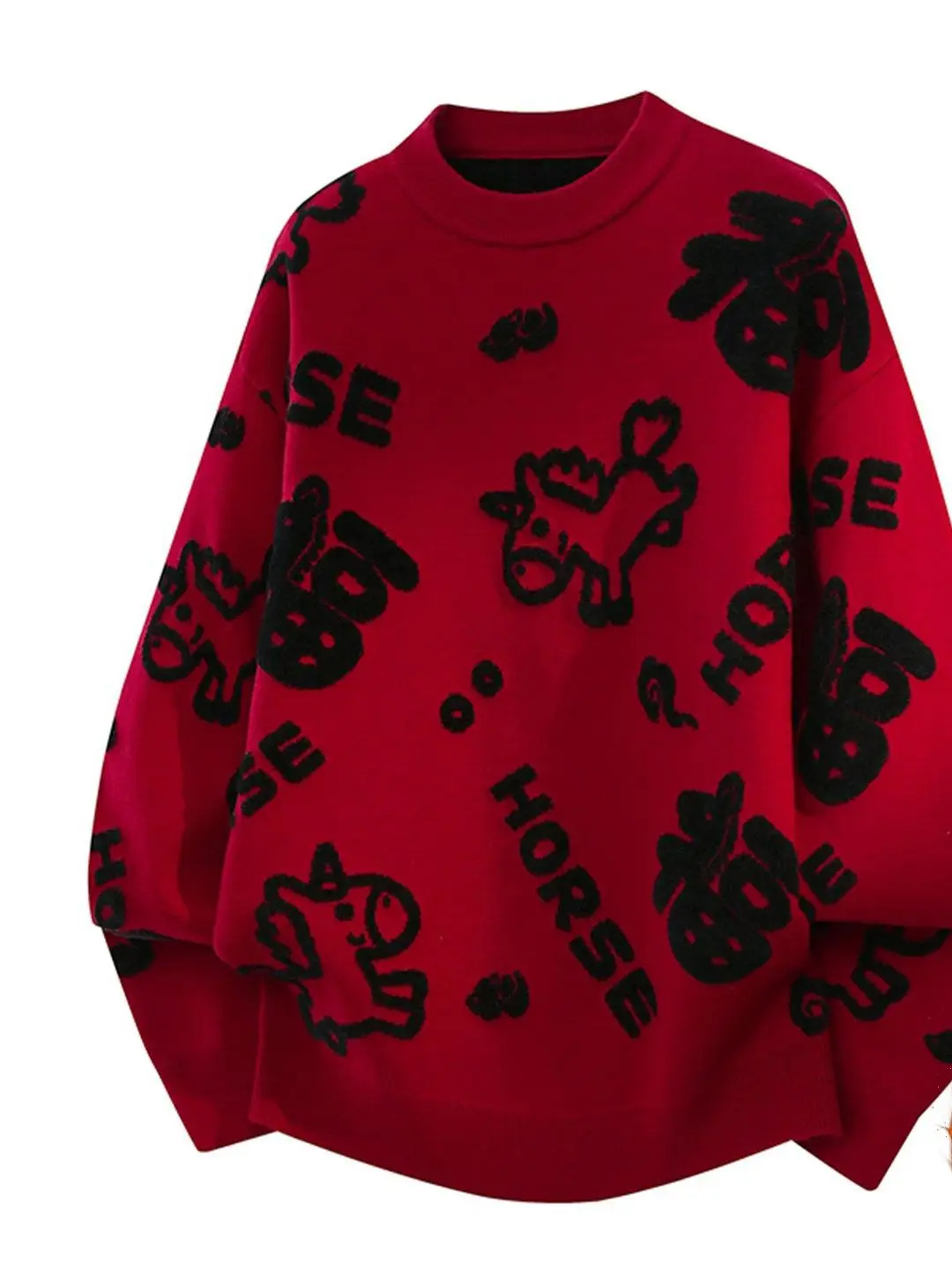 

Red Knitted Fce Lined Thiened Sweater for Men Autumn Winter Faion Basic Crew Ne Pullover Warm Casual Wear