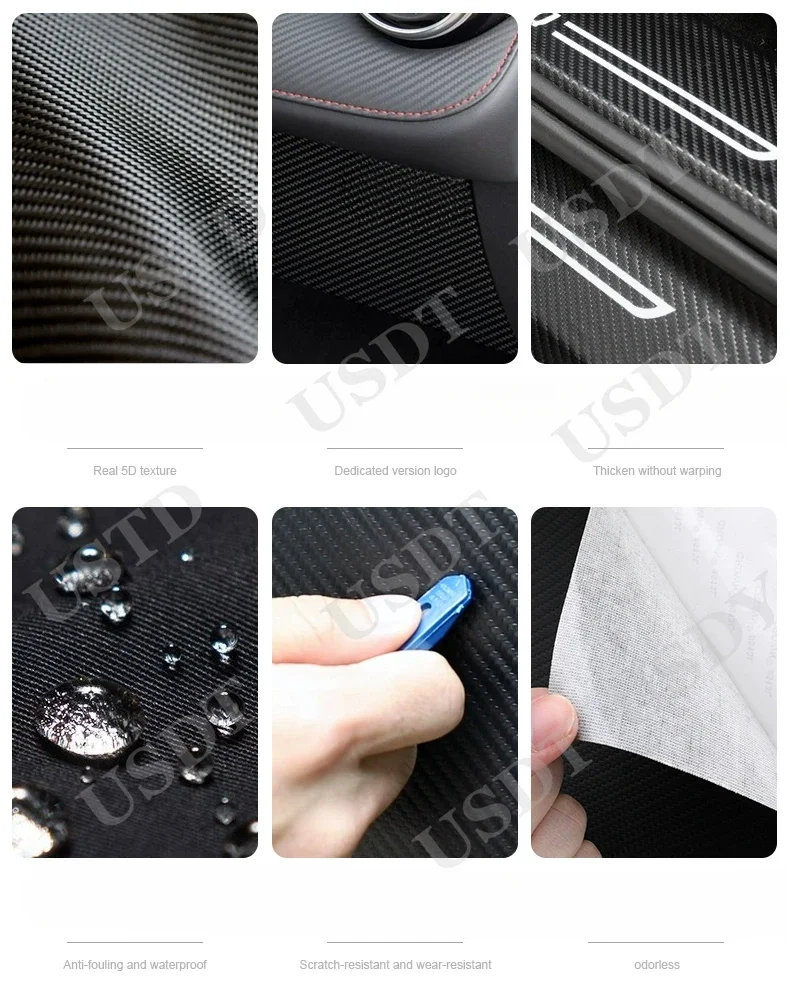 For MG HS EHS PHEV 2020 2021 2022 2023 2024 2025 Leather Carbon Fiber Sticker Door Anti Kick Cover Door Sill Protection Mat