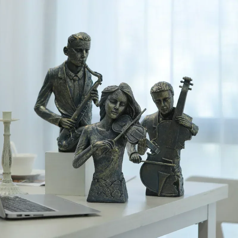 Nordic Retro Art Musician Figure Sculpture Ornament Home Living Room TV Cabinet Bedroom Office, Desktop, Decorative Resin Crafts