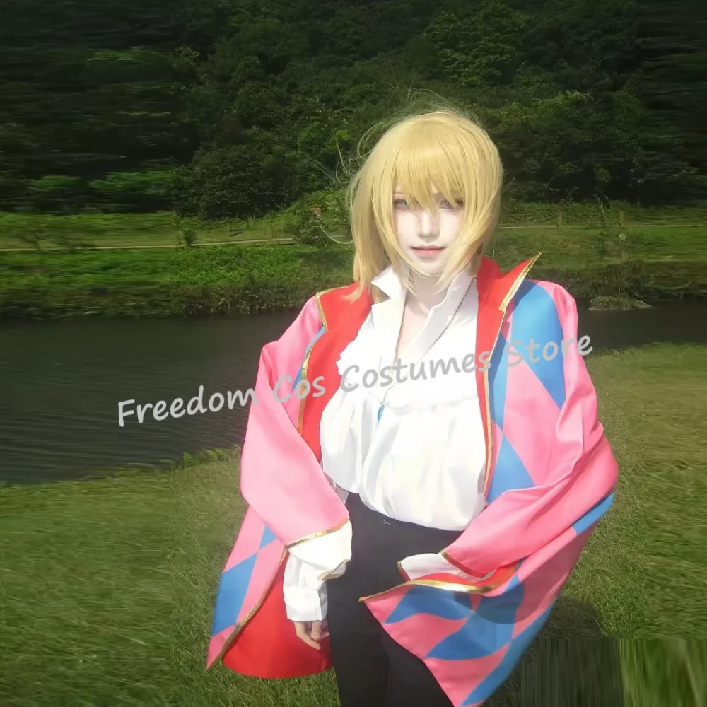 Howl Cosplay Costume wig Anime Full Set With Jacket Shirt Pants Necklace Earrings Men Women Halloween Party suit Howl Outfits - view 2