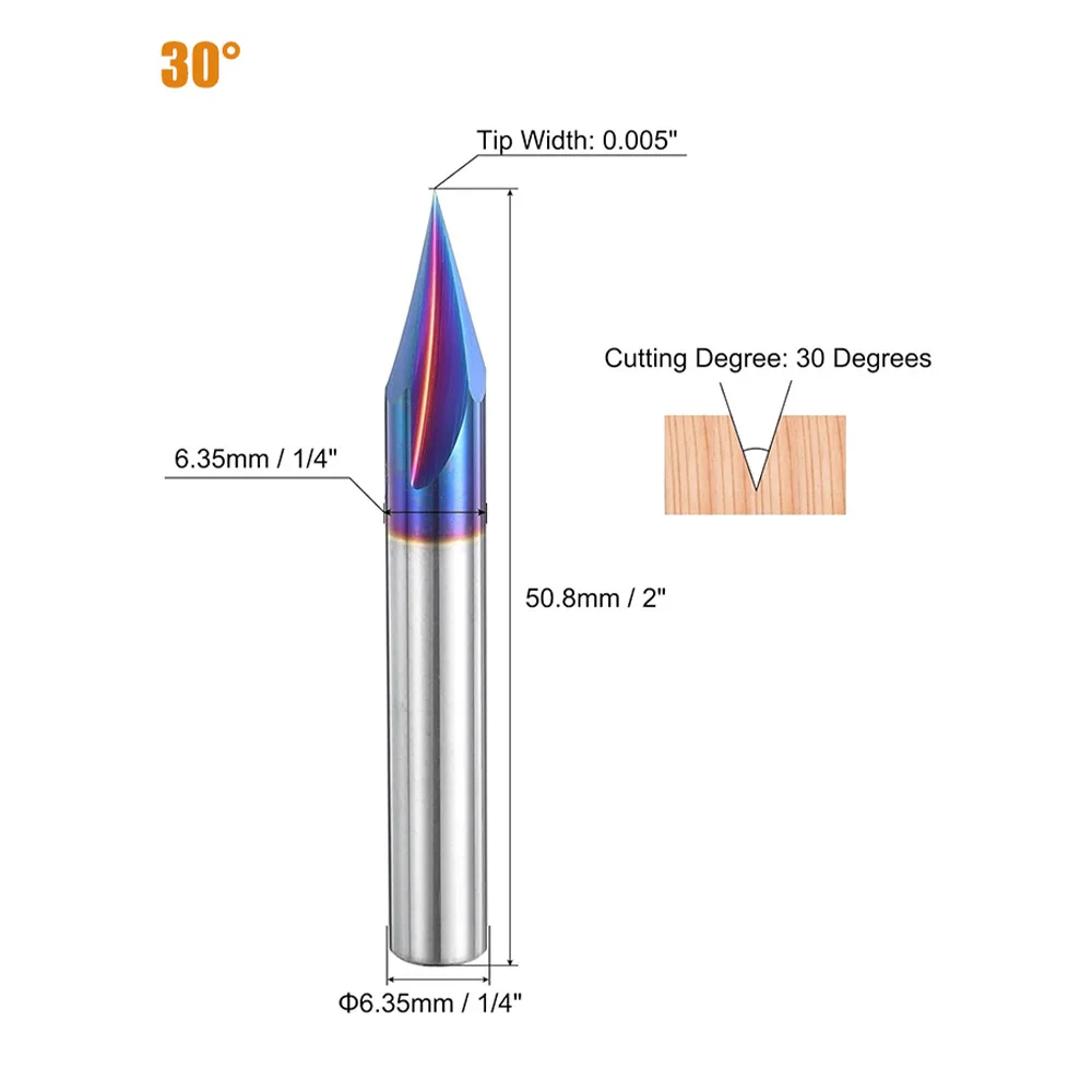 V Shape Engraving Milling Bit Tungsten Steel Wood Cutter For Chamfer Sign Letter Line Tracing Processing Accessories