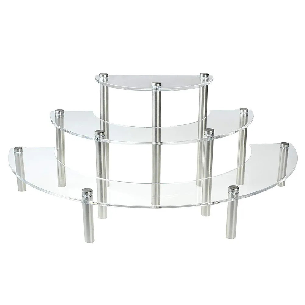 1Pcs Three-Tier Acrylic Cake Display Stand Transparent Gold Stamping Dessert Rack Party Cake Rack Cupcake Stand Reusable Energy