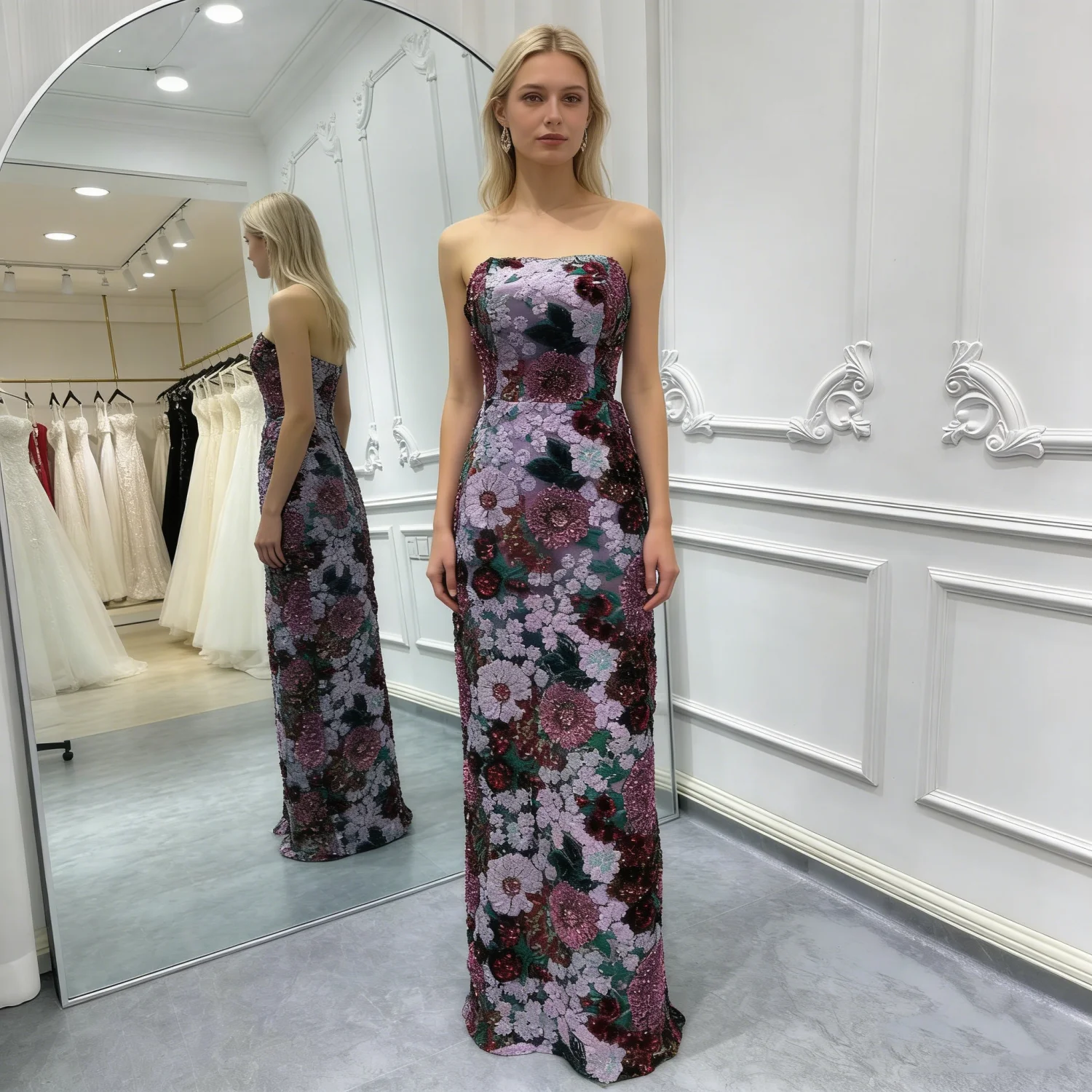 

Real Picture Luxury Women Evening Gown Strapelss Mermaid Long Formal Special Occasion Wear Wedding Party Guest Dress Customized