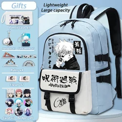 Malha respirável, 36 × 16 × 48 cm Preto Azul Branco, Jujutsu Kaisen, Estudantes Crianças Adolescentes Bolsas Escolares, Mochilas Anime Meninas Meninos