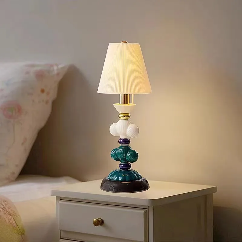 Ceramic Rechargeable Table Lamp with Warm White 6000 mAh Light Emitting Diode for Reading Room Lighting