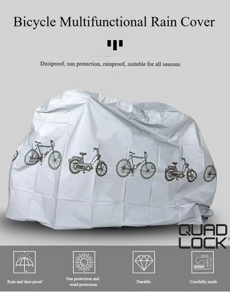 

QUAD LOCK Outdoor Bicycle Storage Waterproof Bicycle Cover, UV Resistant, Nylon Material, Dustproof