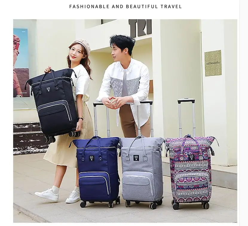 Women Soft  Business Travel Bag With wheels Travel Trolley Luggage bag Women Carry on hand Luggage rolling luggage Suitcase bag