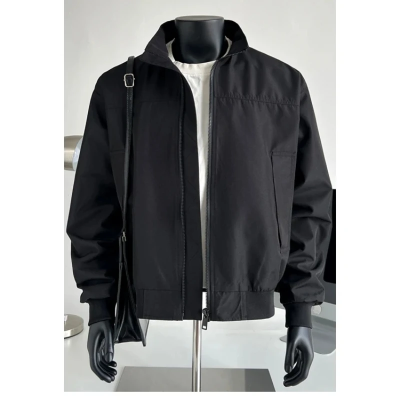 

Осенняя новая мужская куртка в американском стиле Tough Guy, модное монохромное пальто с воротником-стойкой, повседневное уличное пальто большого размера