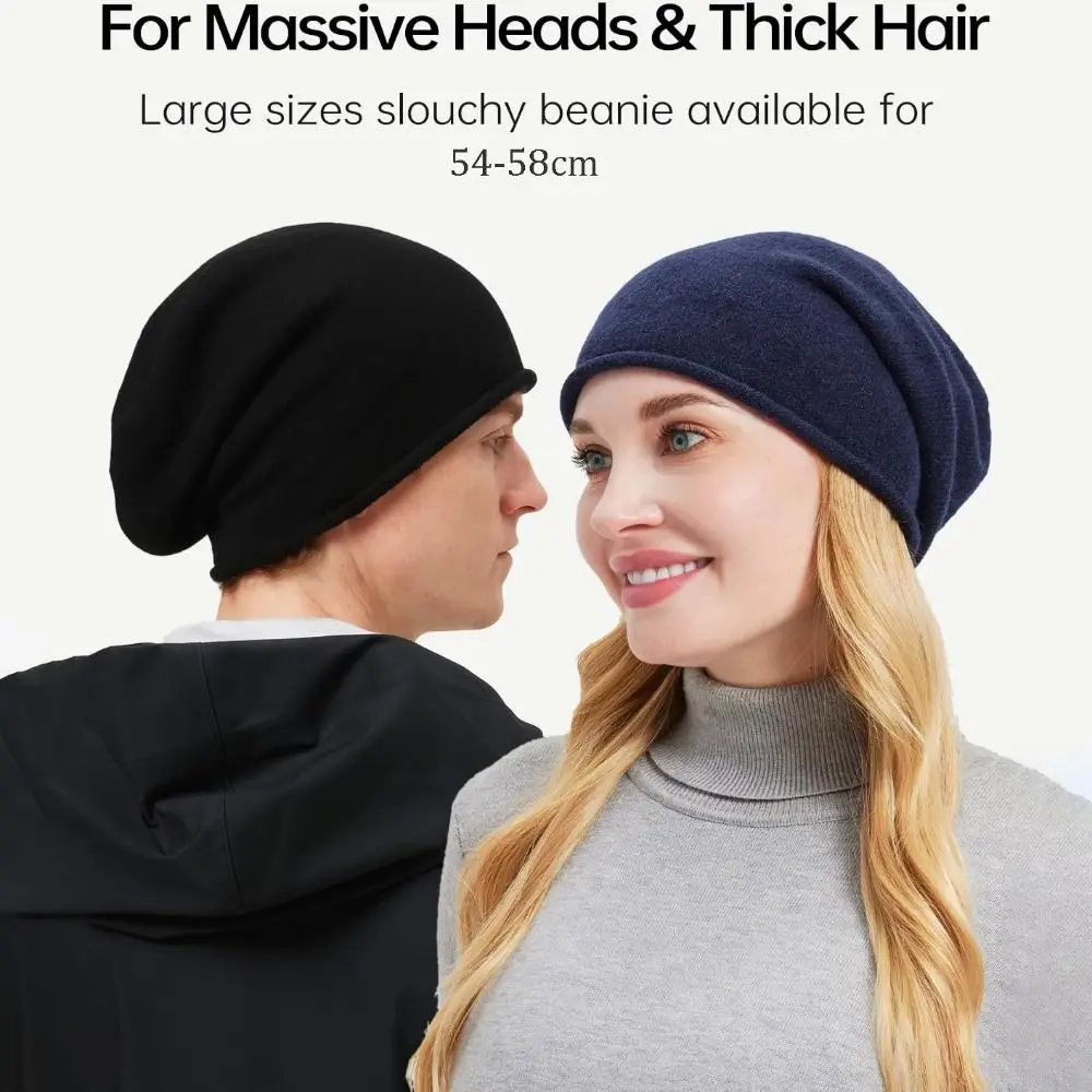 

Новая модная мягкая шапка-бини с напуском, утолщенная ветрозащитная кашемировая шапка, негабаритная мешковатая вязаная шапка на флисовой подкладке, повседневная одежда