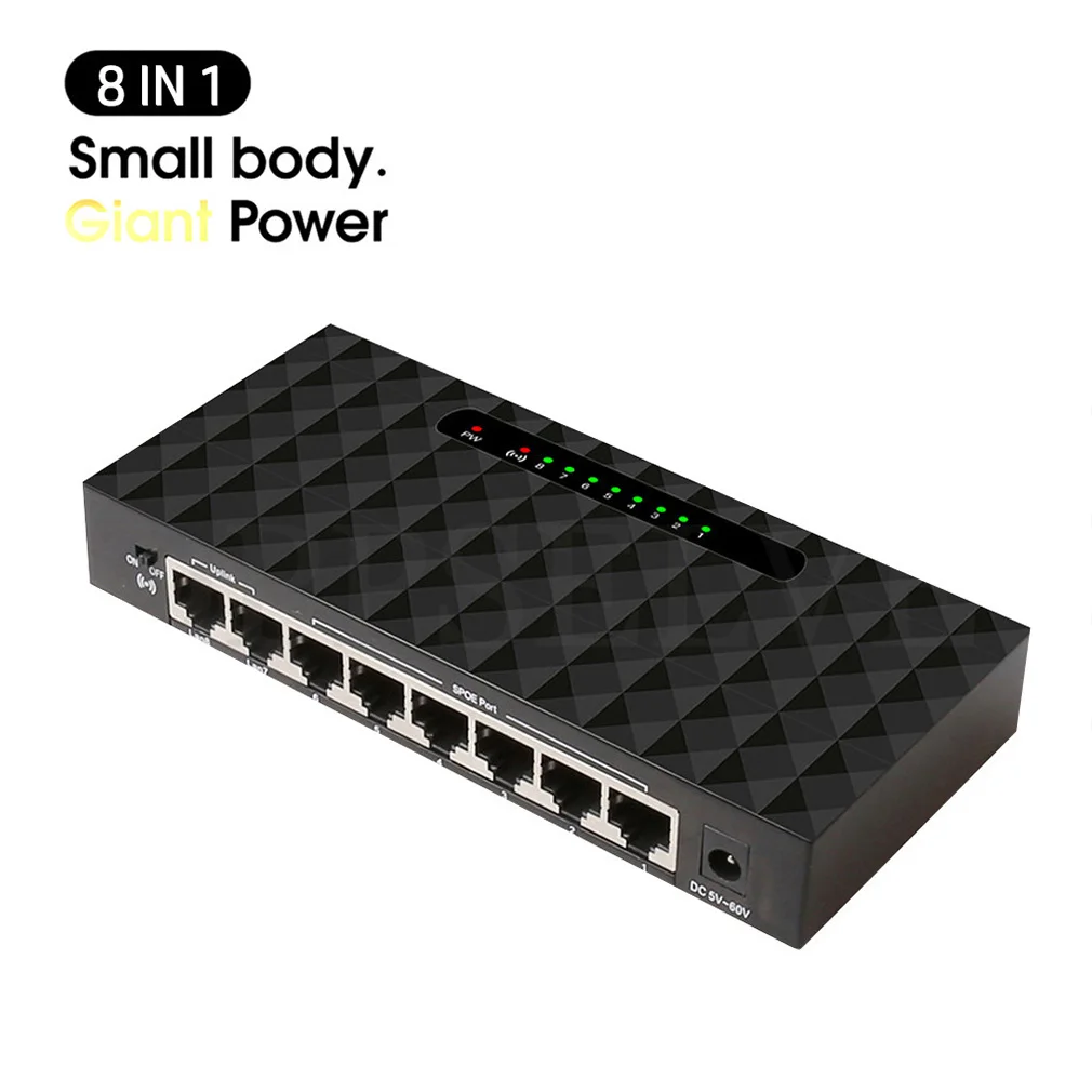8 Ports Gigabit Smart Switcher 10/100Mbps Switch Ethernet High Performance Ethernet Network Switch RJ45 Hub Internet Splitter