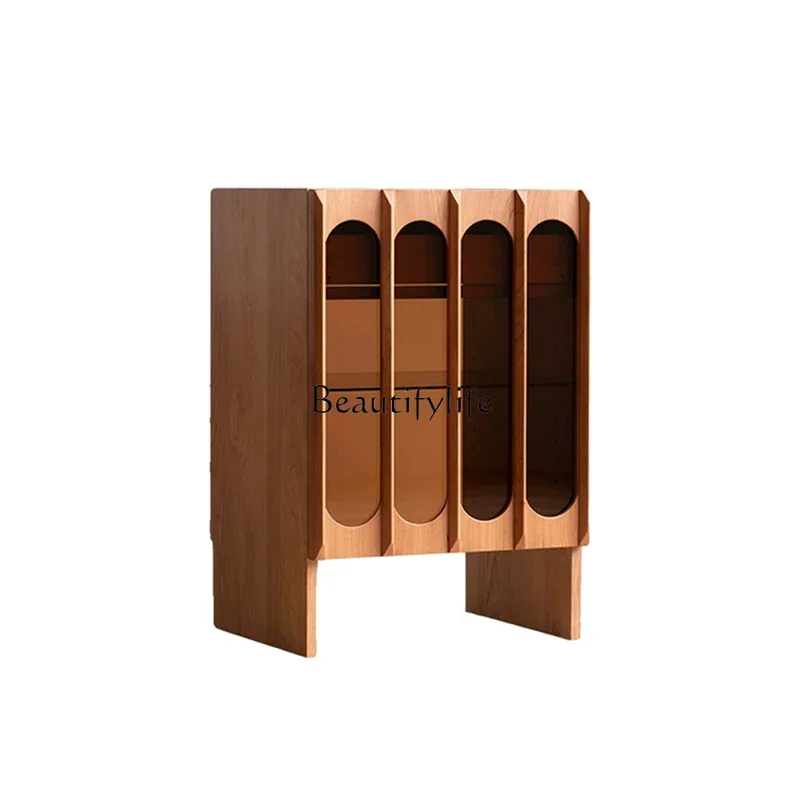 

ld14Nordic solid wood sweeping robot cabinet, living room storage side few shelves