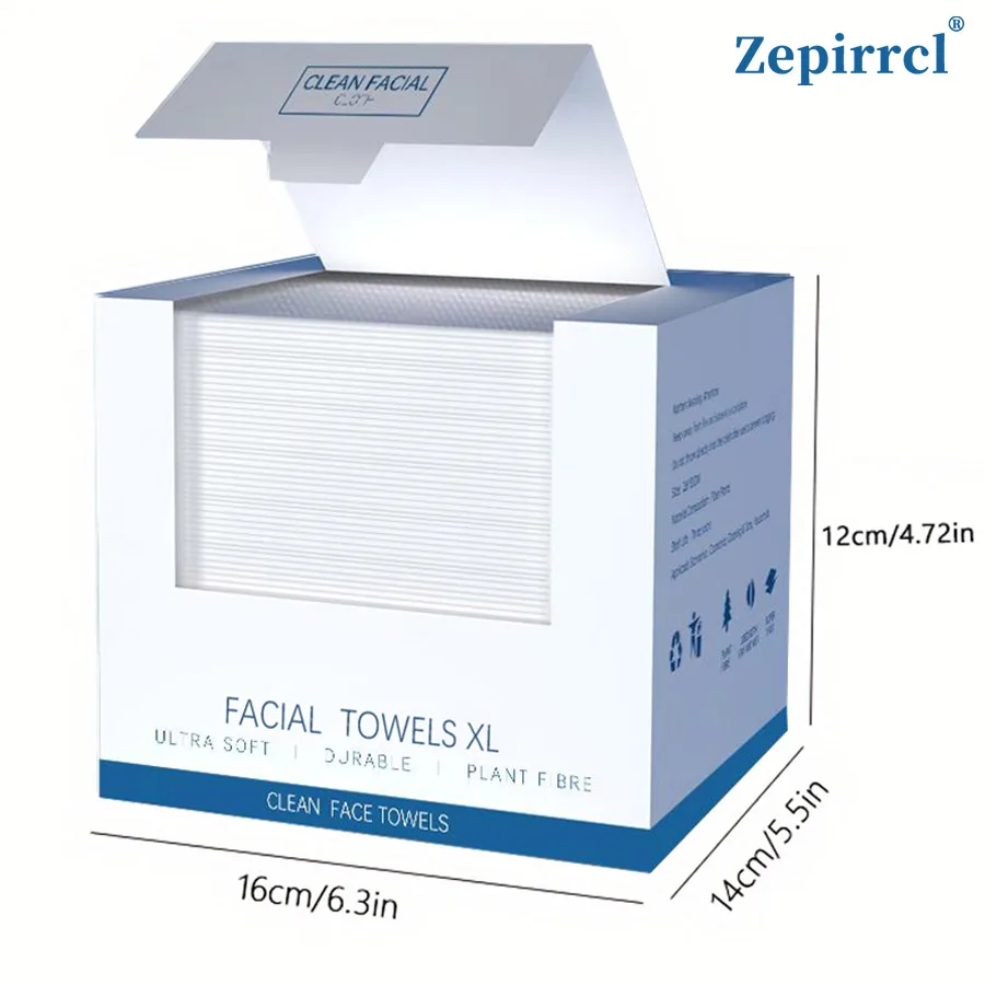 Asciugamano per la pulizia del viso usa e getta in scatola da 26 * 30 cm addensato per la pulizia della pelle di grandi dimensioni adatto a tutti i tipi di pelle unisex 40 pompe / scatola
