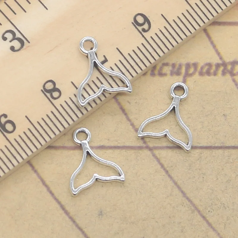 30pcs Charms Lovely Whale Tail 12x10mm Tibetan Silver Color Pendants DIY Antique Finding Making Handmade Jewelry