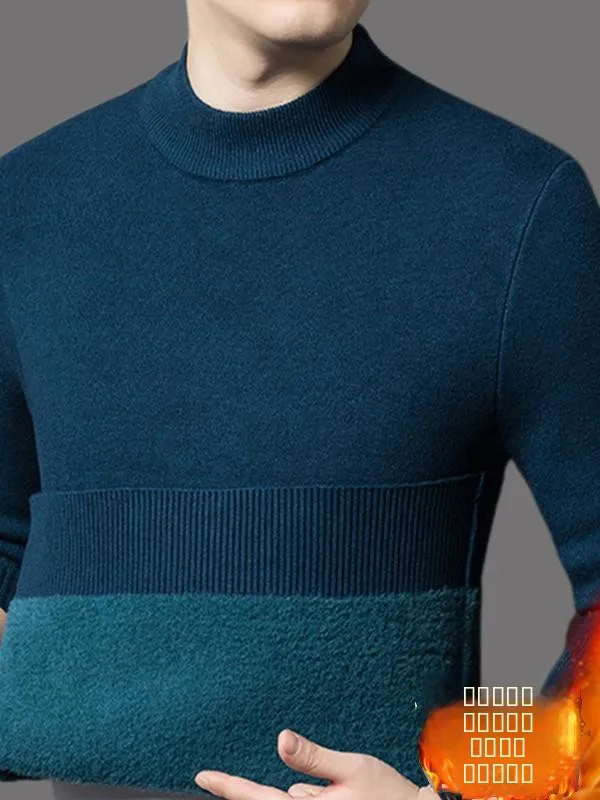 

Men's Fce Lined Knitwear Sweater Autumn Winter Sle Warm Slim Fit Base Layer Pure Color Midlife Dad Boting V...
