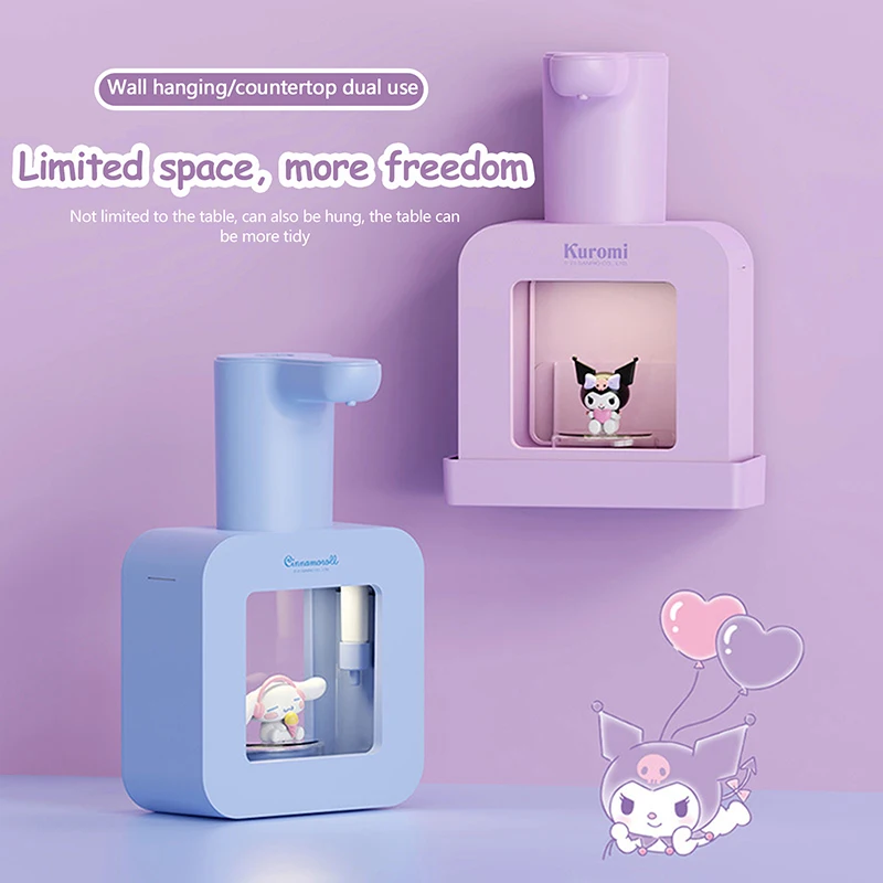 Cute Sanrio Automatic Hand Sanitizer Dispenser Cinnamoroll Kuromi 400ml Cartoon Smart Hand Wash Contact Free Hand Soap Dispenser