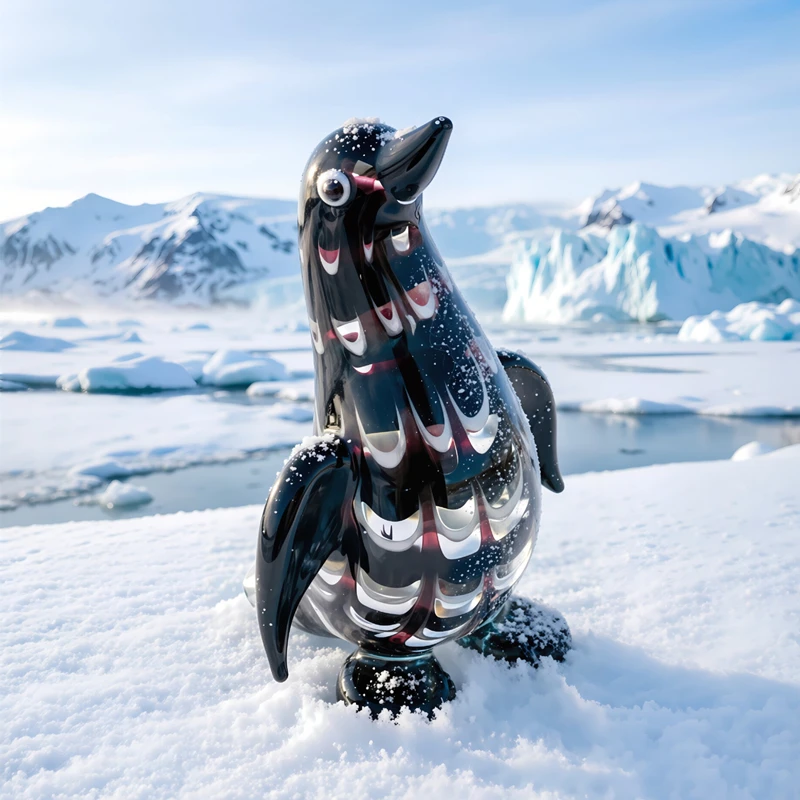 

Murano Glass Penguin Figurine Ornaments Cute Marine Animal Small Statue Living Room Home Table Decor Collection Party Kids Gifts