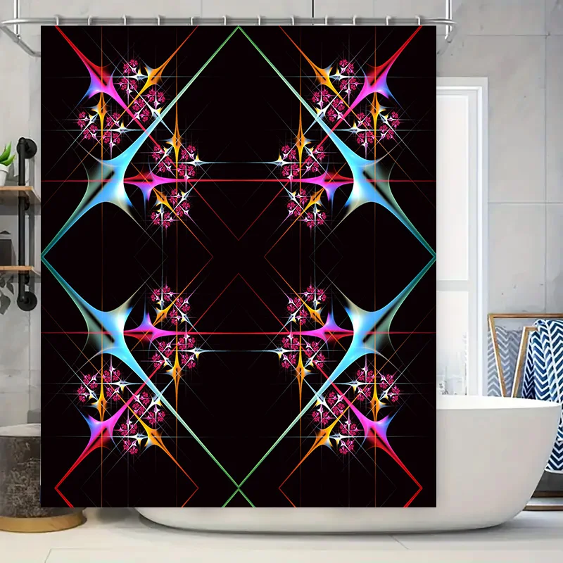 

Современная декоративная занавеска для душа для ванны с геометрическим узором на черном фоне, ткань премиум-класса для украшения ванной комнаты, набор