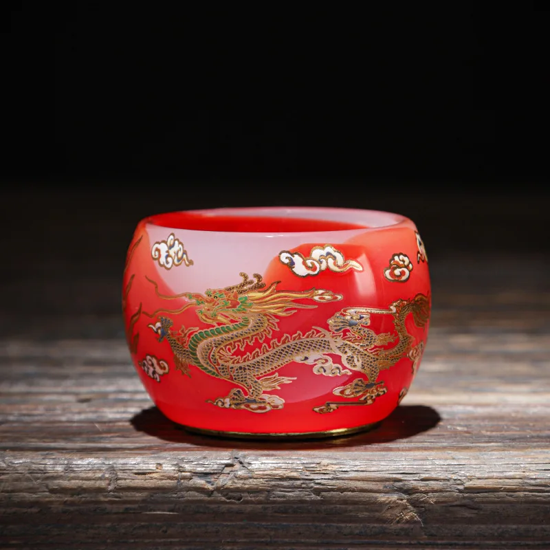 Glazed jade porcelain teacup master cup single cup tea tasting cup personal  tea kung fu tea set gift box gift gift