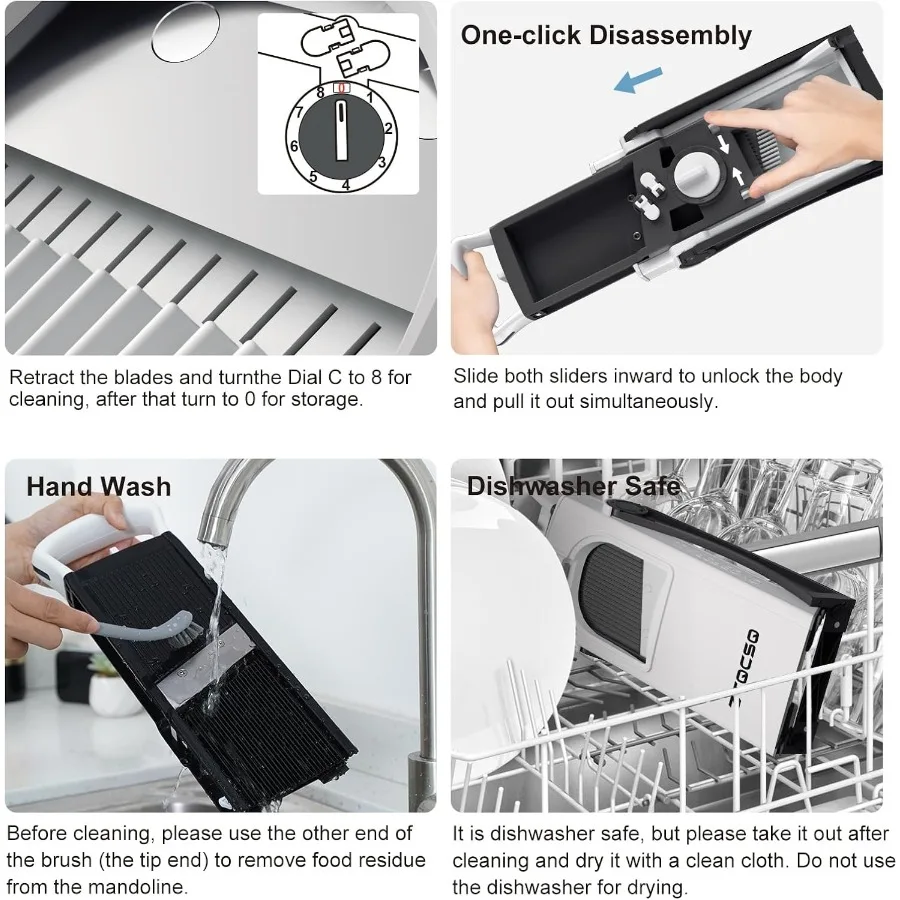 قطاعة ماندولين الكل في واحد مطورة لاستخدام المطبخ مع شفرات قابلة للفصل بسمك التقطيع قابلة للتعديل لمعرف القطع الدقيق #5