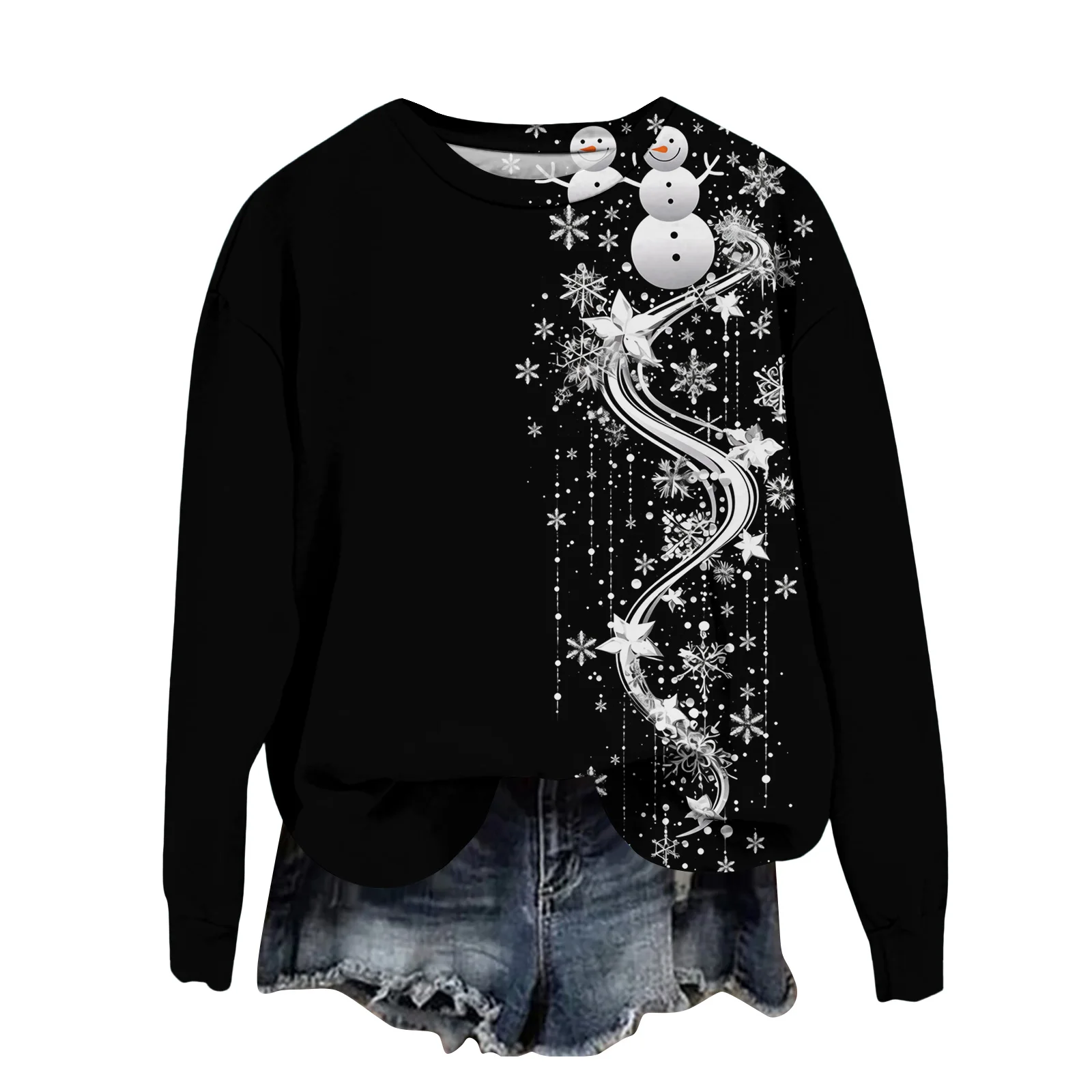 Hauts pour femme mode femme imprimé à manches longues col rond ample sweat haut automne femme vêtements hiver vêtements femme