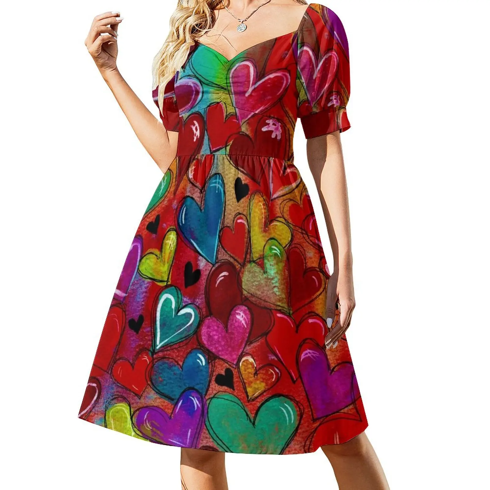 

Hearts Colliding in Jewel Tones! Short Sleeved Dress Woman clothing women's luxury party dress Dress