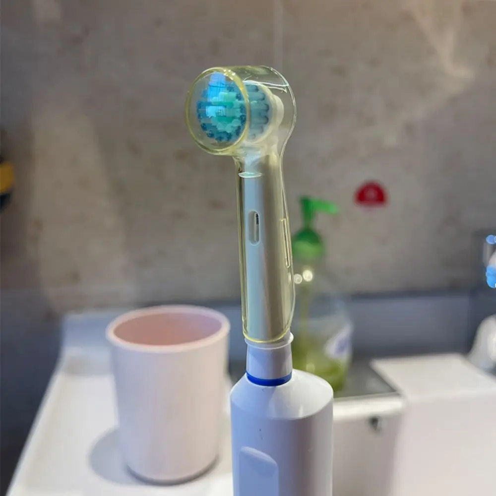 4 stuks stofdichte elektrische tandenborstelhoes transparante draagbare tandenborstelkop beschermhoes ronde kop vervanging voor Oral B