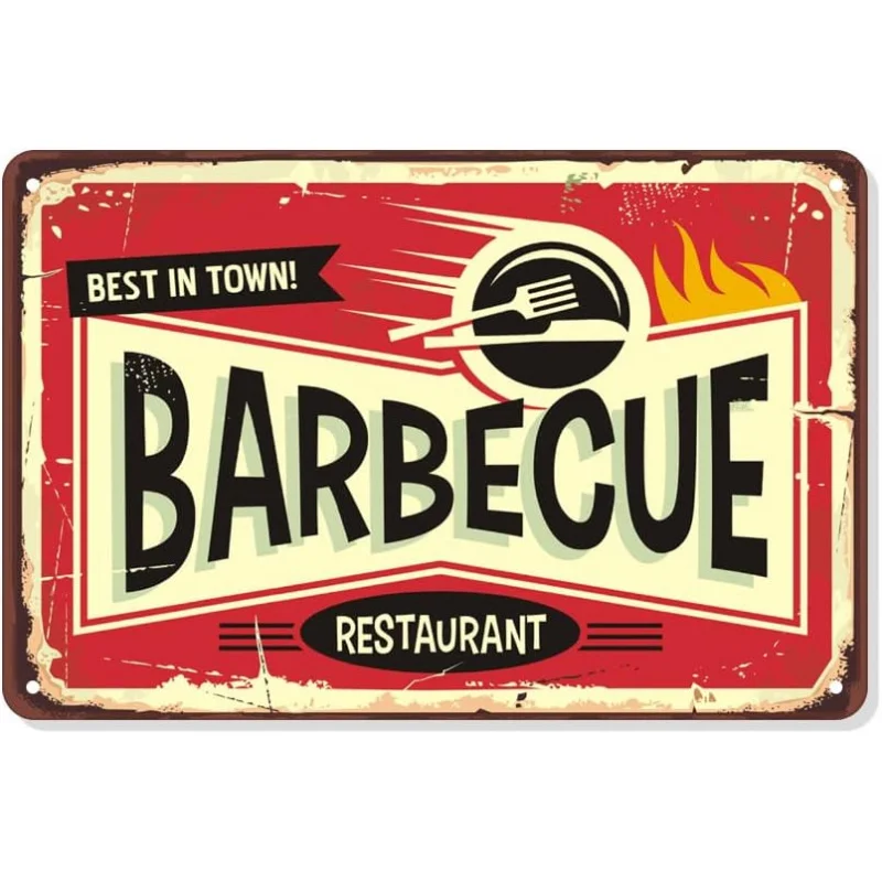 Iron painting, retro iron signage, the best barbecue restaurant in the city, bar, kitchen wall decoration 30x20x2cm